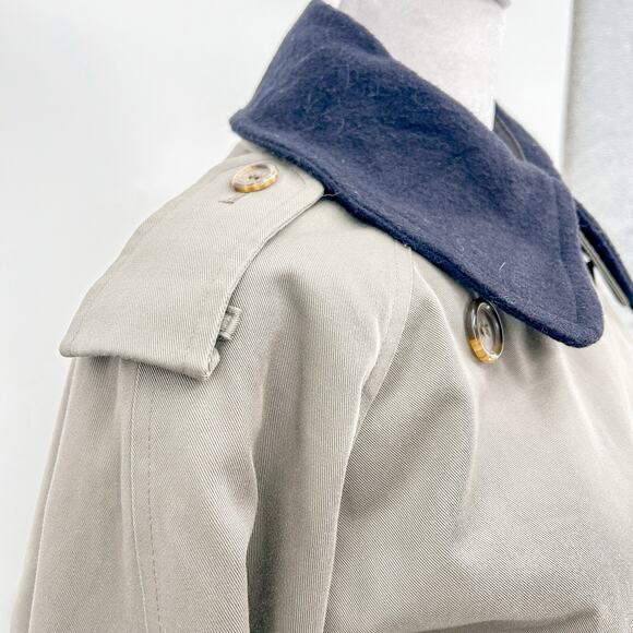 Burberry Trench Long Coat Kensington Coat Brown Green Belt Jacket Wool 14 P - Picture 6 of 15